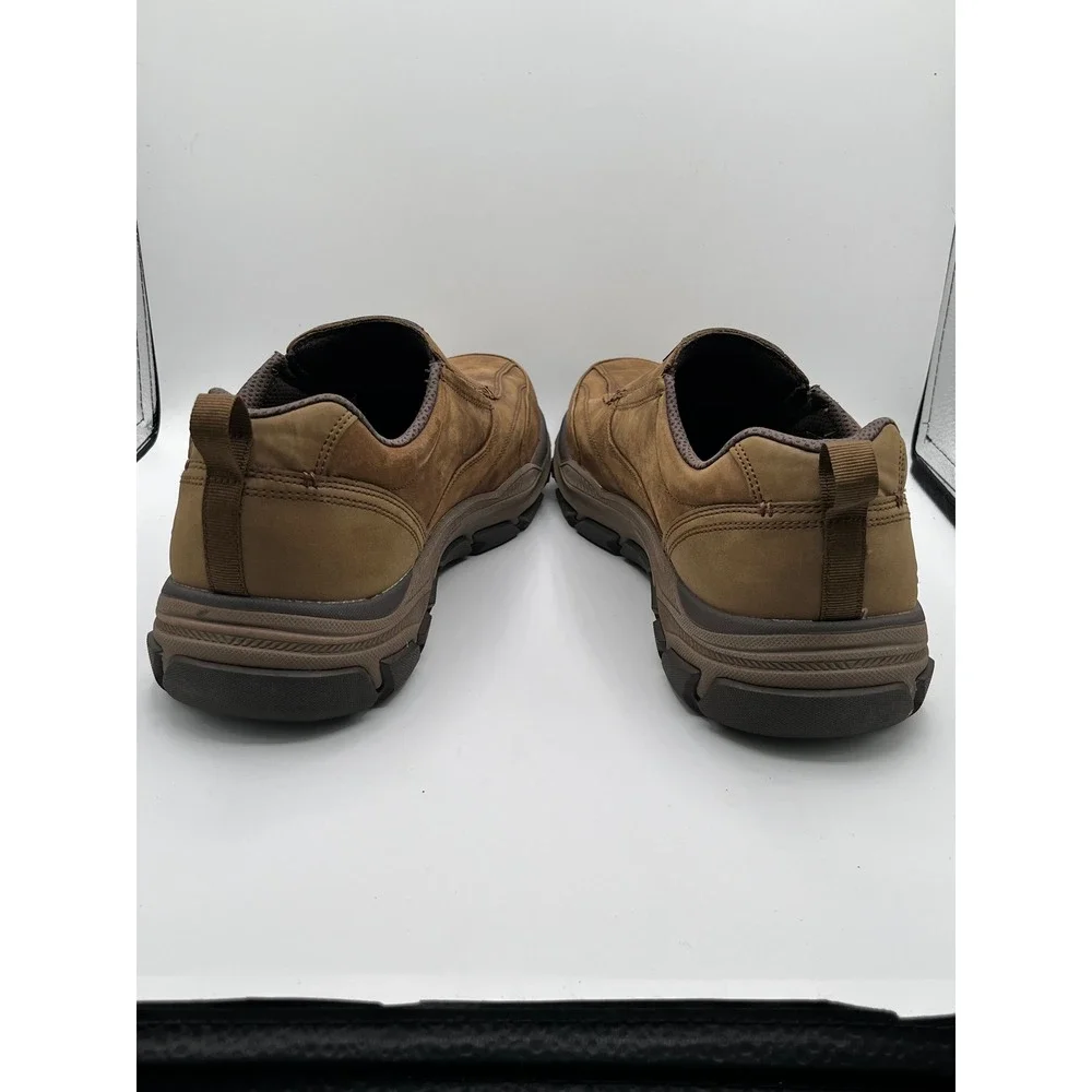 Skechers Relaxed Fit Men Sz 14 Brown Leather Slip On Goodyear Shoes 204436 DSRT